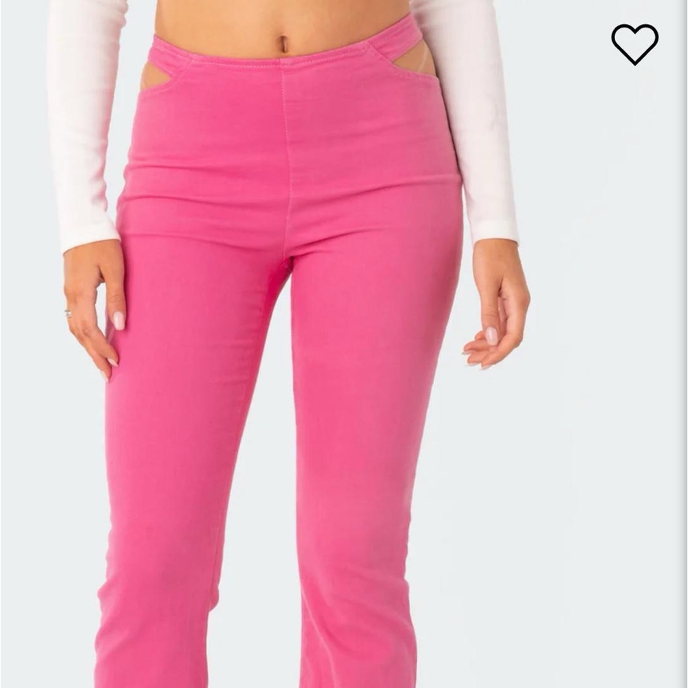 Edikted women cut out pink flare Jean pants